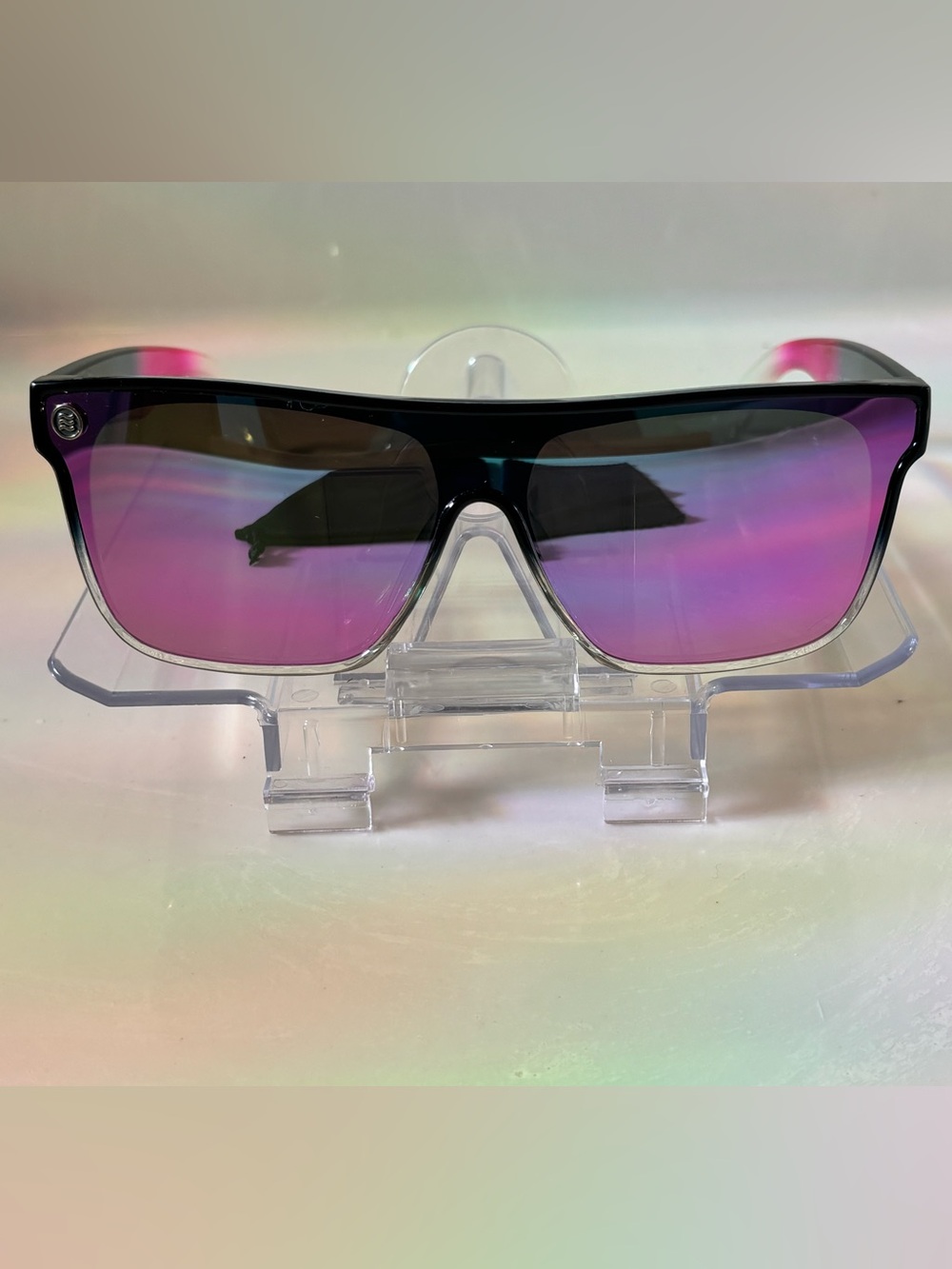 NEVEN LEGEND Nomads Men's Shield Sunglasses Black Plastic Frame Purple Lens